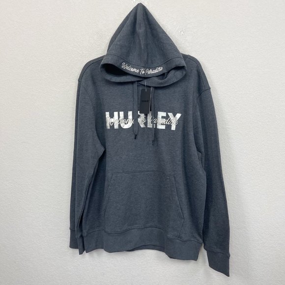 Hurley Other - Hurley Welcome to Paradise Heather Grey Pullover Hoodie Mens Large NEW MSRP $55